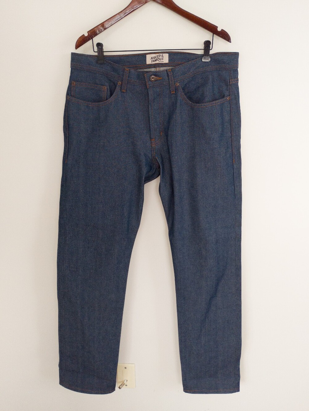 Naked & Famous Natural Indigo Selvedge Jeans Weird Guy Raw Denim 36